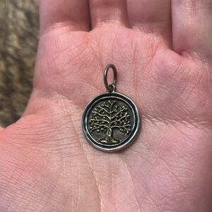 Waxing Poetic sterling silver and brass tree of life charm/pendant